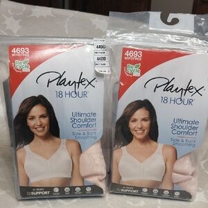 Playtex‎ NWT 18 Hour Plus-Size Wireless Bras 4693 Pretty Blush 44DD - 2 Pack